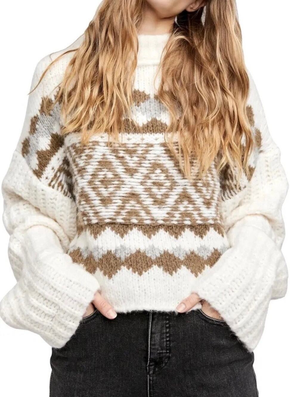 Free People Alpine Crop Mock Neck Sweater